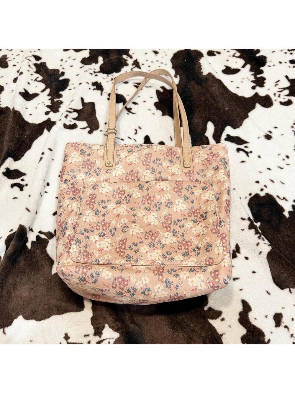 Floral Cottagecore Tote Bag‎ Pink Beige Coquette Shoulder Purse Large Shopper